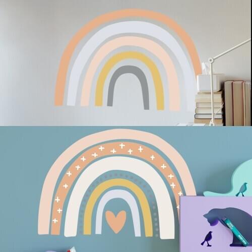 Nordic Love Rainbow Wall Stickers for Children Kids rooms Wall Decor Art Murals Vinyl PVC Home Decorative Sticker DIY Wallpapers