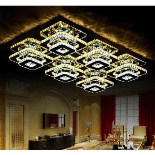 Modern LED rectangular living room lamp K9 crystal ceiling lamp atmospheric creative living room lamps led lighting fixture lamp
