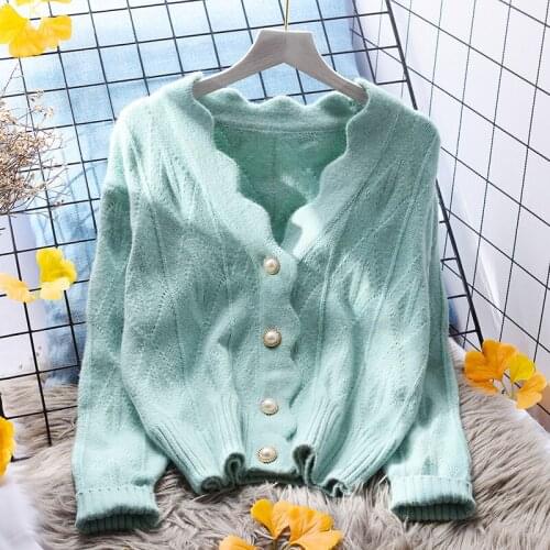 Sweet Sweater Womens Cardigan Loose 2021 New Spring And Autumn Season Versatile Small Fresh Age Reducing Knitted Top