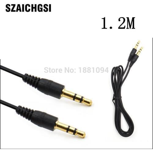 SZAICHGSI 3.5mm 120CM 1.2m Male to Male Audio Aux Plug 3-Ring Mini AV Cable black color wholesale 100pcs/lot
