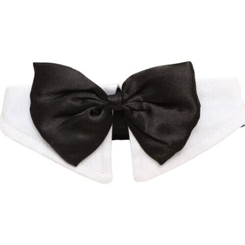 Unique Adjustable Dog Pet Bow Tie Collar Wedding Tuxedo Fancy Dress Costume Necktie Black-white XL