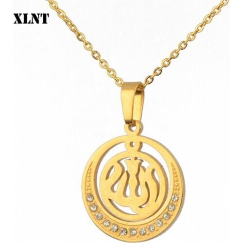 XLNT Shining Cubic Zirconia Crystal Necklace Chain Choker Gold Color Woman Stainless Steel Jewelry