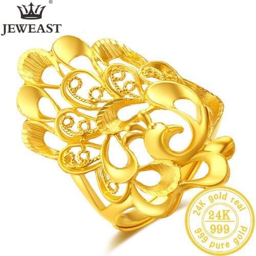 YLJC 24K Pure Gold Ring Real AU 999 Solid Gold Rings Elegant Shiny Beautiful Upscale Trendy Classic Jewelry Hot Sell New 2020