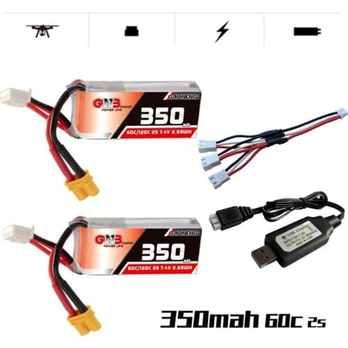 GNB 7.4V 350Mah 2S 60C/120C Lipo Battery USB Charger Set For Beta75X Rc Drone Fpv racing Battery with XT30 Plug