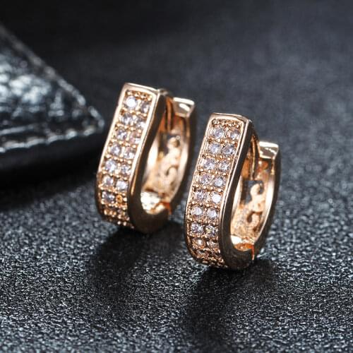 Hoop earrings for women elegant curve design aaa rhinestone inlay 585 gold color earrings vintage brincos femme gifts DDe017
