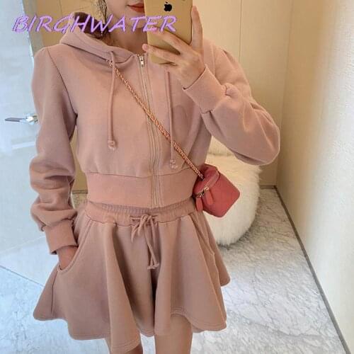 2021 Women Summer 2Pcs Outfits Running High Waist Sports Suit Casual Autumn Sportswear Hoodies Long Sleeve Solid Elastic Shorts