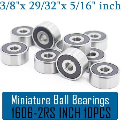 1606 2RS ABEC-1 (10PCS) 3/8"x29/32"x5/16" inch Miniature Ball Bearings 9.525mm x 23.019mm x 7.938mm 1606 RS