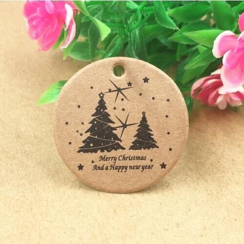 200pcs Kraft Paper Merry Christmas Gift Tag Wedding Note Packing Labels Candy Boxes/Handmade Cupcake Labels 3.5*3.5cm Price Tags