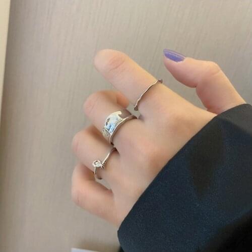 3pcs/set Metal Open Charm Rings Knotted Irregular Hand Jewelry Women Girl Fashion Accessories For Friends