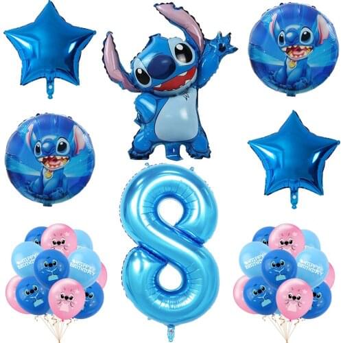 30Pcs/Set Disney Baby Lilo Stitch 3D Number Foil Balloon Birthday Party Decoration Baby Shower Party Supplies Childrens Gifts