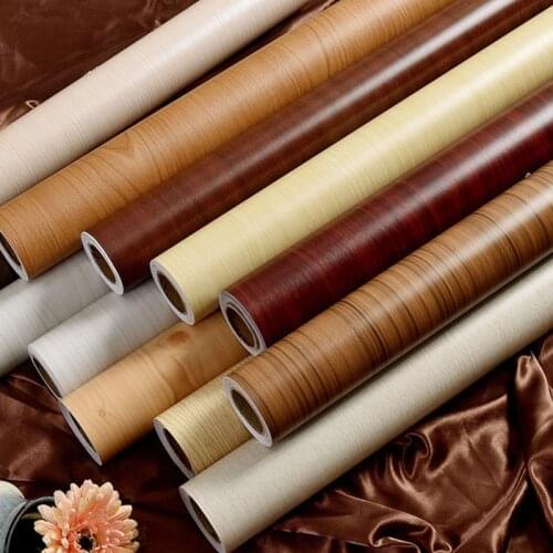 5M /10M Wood Grain Self Adhesive Wallpaper Waterproof PVC Vinyl Kitchen Wardrobe Cabinet Furniture Renovation Door Wall Sticker