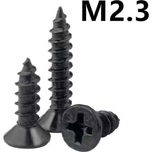 500pcs/lot M2.3x5/6/8/10/12mm GB846 KA carbon steel black cross countersunk head self-tapping screw