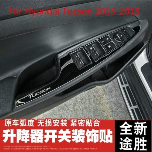 For Hyundai Tucson 2015 2016 2017 2018 Car Glass Lift Switch Panel Sequins Inner Armrest Armrest Decorative Frame Car-styling
