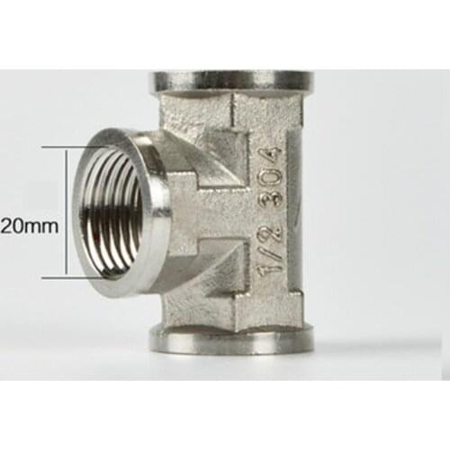 DN15 1/2" BSPP Female Tee 201 Stainless Steel Pipe Fitting Connector Coupling Adapter
