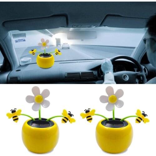 Creative Plastic Solar Power Flower Car Ornament Flip Flap Pot Swing Kids Toy Car Accessories Best Gift