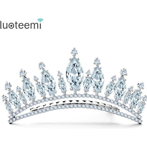 LUOTEEMI Fashion Latest Design Fancy Beauty Shiny CZ Crystal Bridal Gift Wedding Crown Hair Comb Tiaras For Women Wholesale