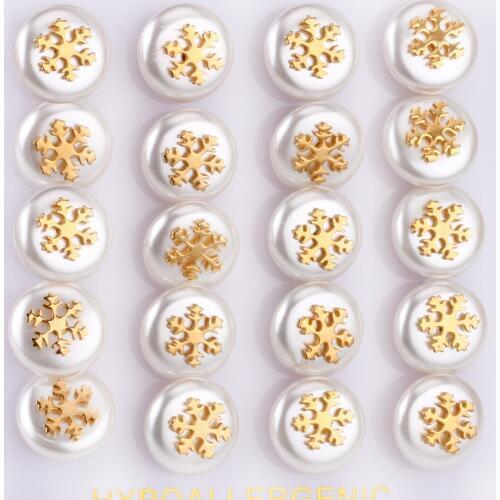 LUXUKISSKIDS 10pairs/lot Fake Pearl Snowy Gold Steel Small Stud Earring Set For Women Men Fashion Jewelry Earrings pendientes