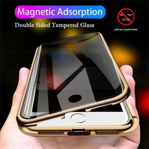 Magnetic Privacy Glass Case for IPhone11 12 Pro 6S 6 7 8 Case Anti-Spy 360 Protective Magnet Case IPhone 11 XR X XS Max Cover