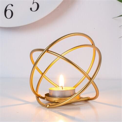 IMUWEN Metal Candle Holder Gold Candlestick Fashion Geometric Patterns Candle Stand Exquisite Candlestick Table Home Decor IM738