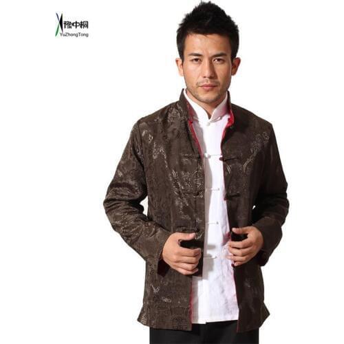 Male пальто Double-Face Long Sleeve Shirt Traditional Chinese Clothing Tang Suit Coat Reversible Kung Fu Jacket for Men 2020