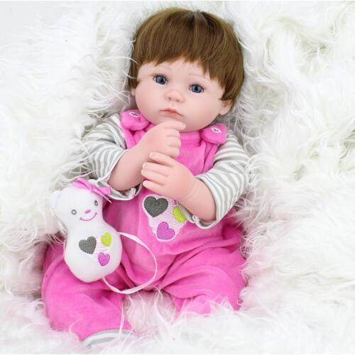 Soft Silicone Vinyl Dolls 45cm Reborn Baby Handmade Cloth Body Lifelike Babies play house toy Childrens birthday presents