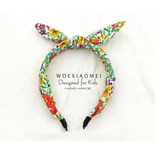 Fashion Girls Kids Hair Accessories Bow Knot Headband Korea Print Fabric Hair Hoop Bunny Rabbit Ears Hair bands Turban Headwear