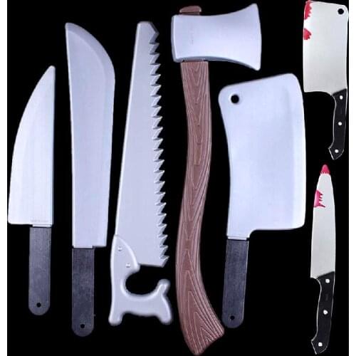 Halloween Ghost Festival Equipment Props Simulation Toy Knife Cosplay Horror With Blood Knife Performance Weapon Chopper