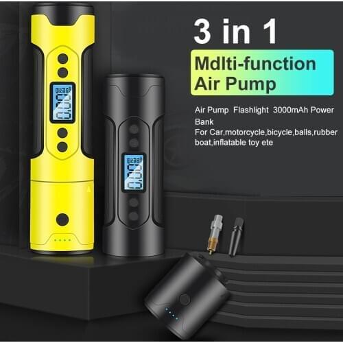 Portable Car Air Compressor Digital 12V Tire Inflator Air Pump 150 PSI 3000mAh For Car Motor Bicycle LED Light Tire Pump HOT