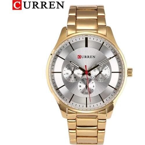 CURREN 8282 Casual Sport Chronograph Mens Watch Stainless Steel Quartz Big Dial Watches Luminous Pointers Men Wristwatches