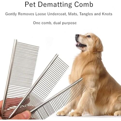 Pet Dematting Comb Pet Long Thick Hair Fur Removal Comb Dogs Cats Stainless Steel Anti-corrosion Grooming Comb Brush Dropshiping