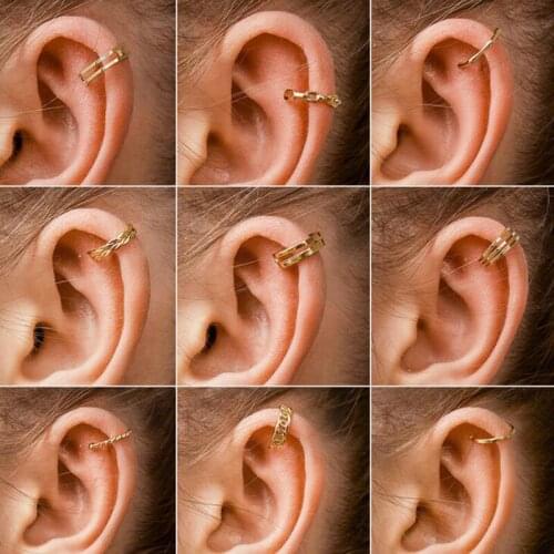 No Pierced C-shaped Ear Bone Earcuff Earring Without Piercing Gold Color Alloy Clip Earrings for Women Climbers Jewerly Gift