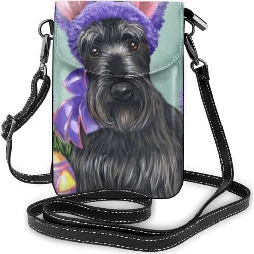 Scottish Terrier Messenger Bag Woman Small Shoulder Bag Westie Multi-Function Mobile Phone Leather Bag Outdoor Pouch Purse