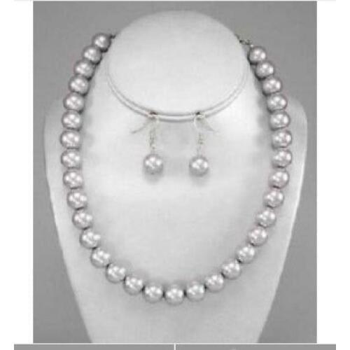 Jewelry 12MM GRAY SHELL SSPEARL NECKLACE EARRING