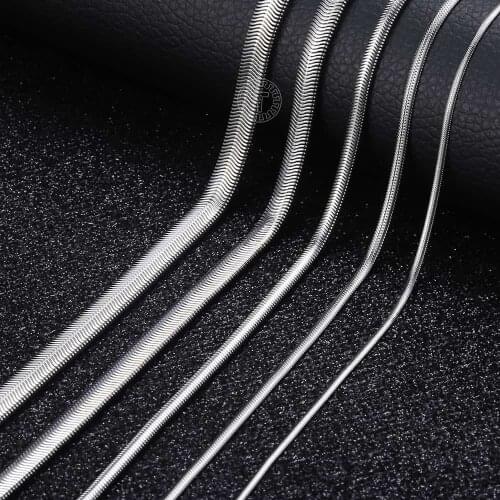 1.5/2.5/3/5/6mm Snake Herringbone Chain Stainless Steel Necklace Fashion Boys Mens Jewelry DLKN411