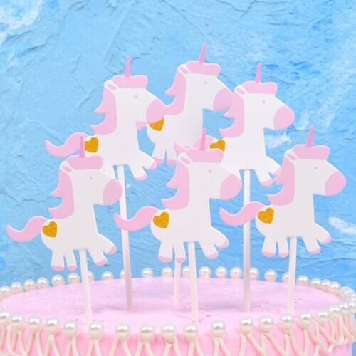 10pcs/Lot 14x6cm Unicorn Cake Insert Party Decorations Happy Birthday Baby Shower DIY Unicorn Deco Bachelorette Party.Q