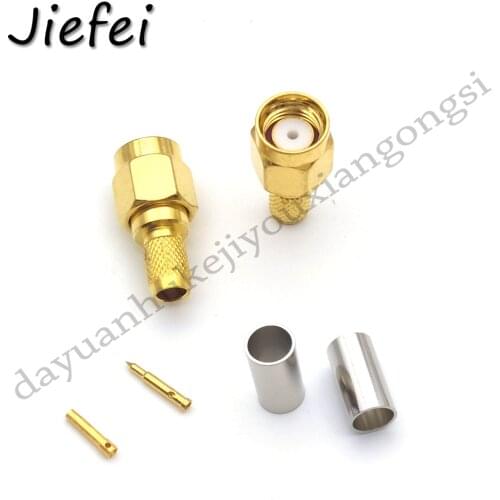 100-400 PCS SMA Male Plug / RP-SMA Male Jack Crimp RG58 LMR195 RG142 RG400 RG223 RF Connector