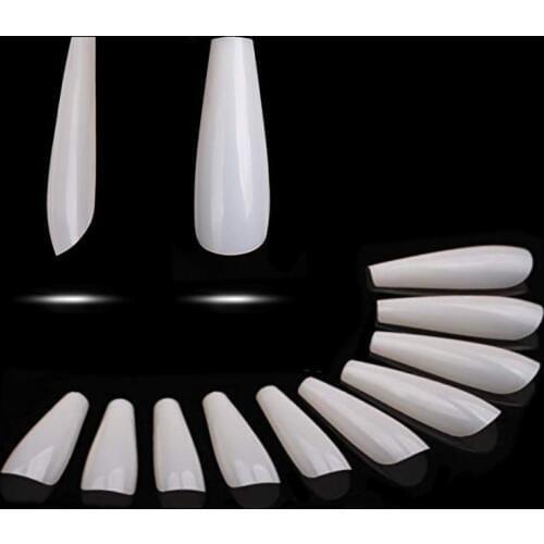 100pc/box Fake Nail Artificial Long Ballerina Clear/white/natural False Coffin Nails Art Tip Full Cover Manicure Tool