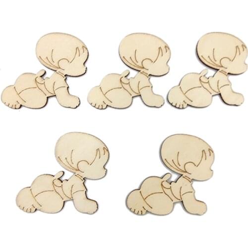 5pcs Unfinished Wooden Woodland Baby Shapes Birthday Ornaments Model for Home Decor Ornament, DIY Craft Art Project