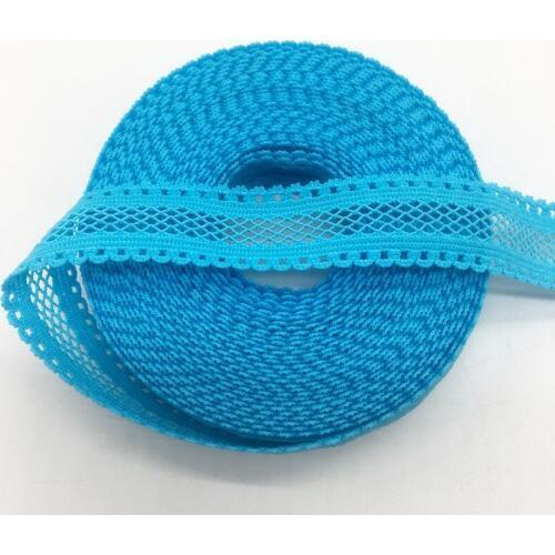 5Yards/lot 5/8" 15mm Sky blue Bilateral Lace Grid Fold Over Elastic Spandex Lace Ribbon