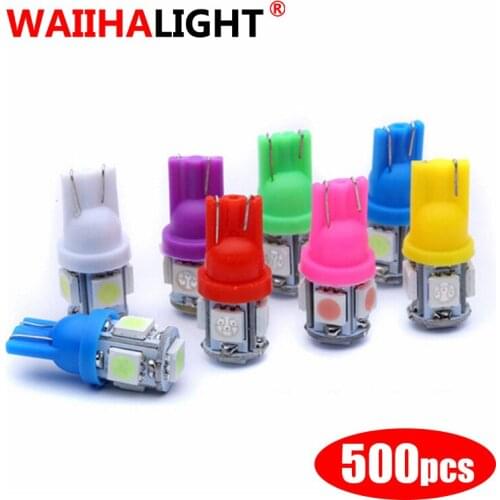 500Pcs T10 W5W 5050 5SMD Reading Dome Lamp Car LED 168 194 192 License Plate Bulbs Marker Light Wedge Lights White blue DC 12V