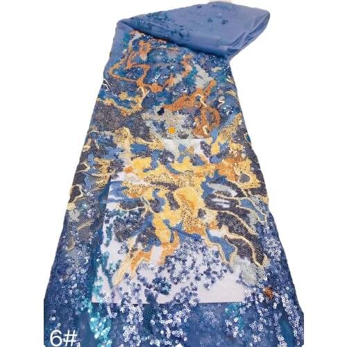 African Mesh Lace Fabric Stacked Sequins Tulle Embroidery Craft Sewing DIY Design Evening Party Wedding Dress 5 Yards Wholesale