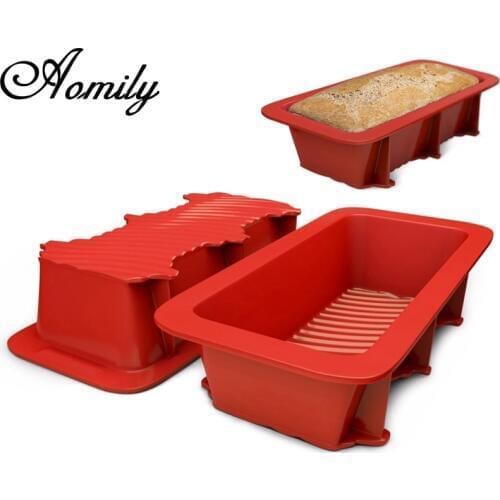 Aomily Rectangular Stripe Silicone Loaf Cake Baking Bread Molds DIY Chocolate Mould Pastry Bread Cake Bakware Tools Soap Mold
