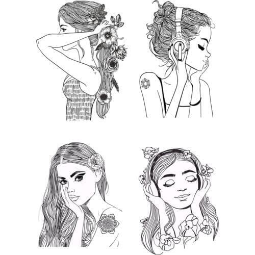 AZSG Pretty Girl Listen To Music Clear Stamps For DIY Scrapbooking Decorative Card making Crafts Fun Decoration Supplies 10*15cm