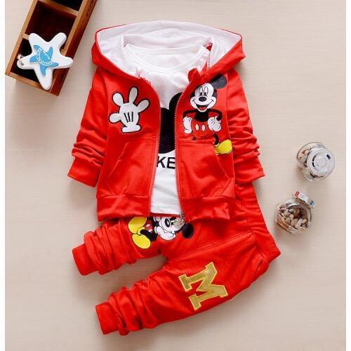 Spring & autumn childrens clothing suits boys Mickey hoodies +T-shirt +pants 3pcs children sports suit boys clothes set 1-5year