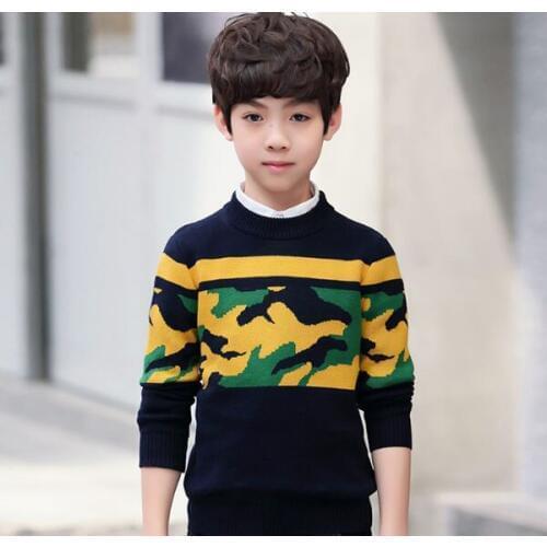 Childrens sweater boys camouflage knit cotton sweater