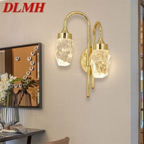 DLMH Modern Wall Lamp Crystal Sconce LED Indoor Wall Light Fixture Gold Luxury Decorations For Bedroom Living Room Office