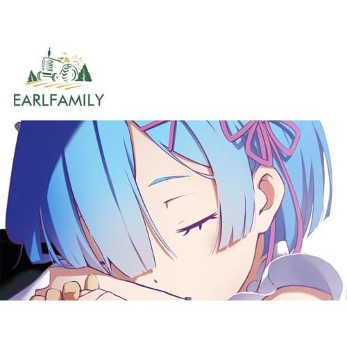 EARLFAMILY 13cm x 6.7cm for Anime Re ZERO Rem Car Stickers Vehicle Scratch-proof Motorcycle Surfboard Laptop Personality Decal