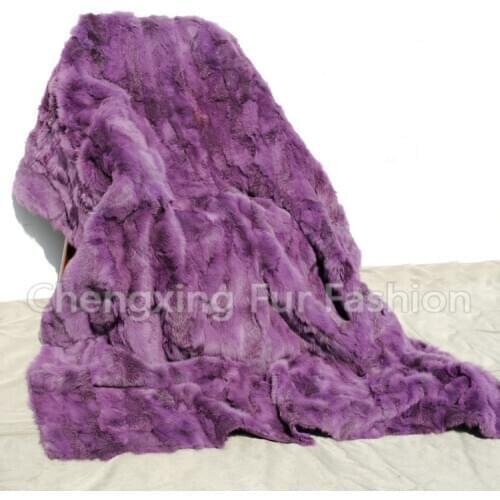 CX-D-11E Purple European Fashion Design Bed Setting Real Rabbit Fur Throw Rug