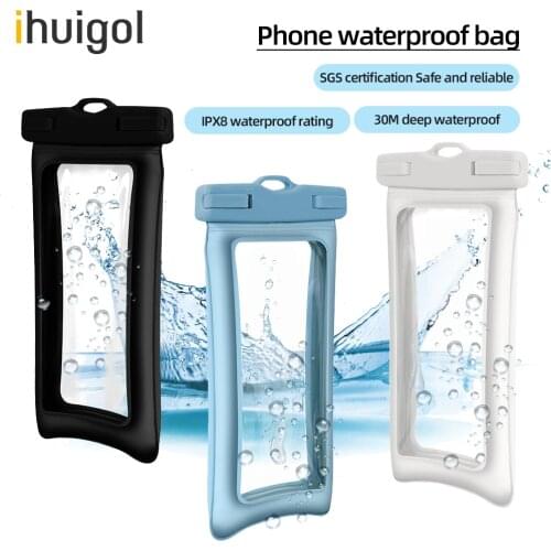 Ihuigol 7.2 inch Floating Airbag Swimming Waterproof Bag Underwater Seal IPX8 Universal Water proof Mobile Phone Pouch Cover