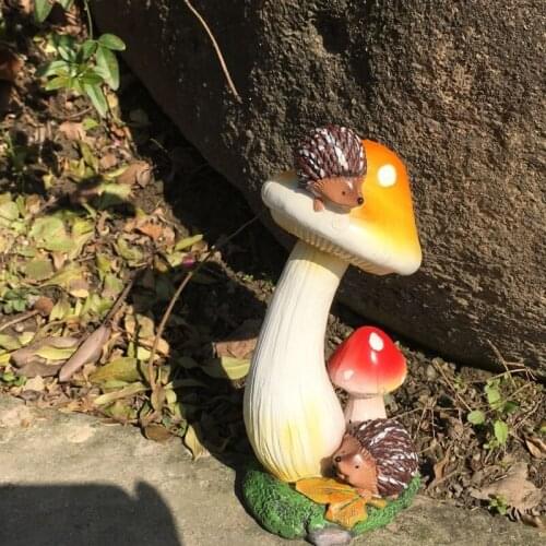 Pastoral Simulation Hedgehog Mushroom Resin Ornaments Villa Courtyard Figurines Decoration Garden Outdoor Accessories Crafts